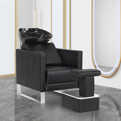 Ensemble de bol et chaise en céramique Backwash Shampoo pour coiffeur et coiffeur, station de shampooing réglable