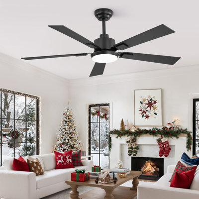 Ventilateur de plafond standard à DEL intérieur / extérieur noir Cissline avec lumière et télécommande