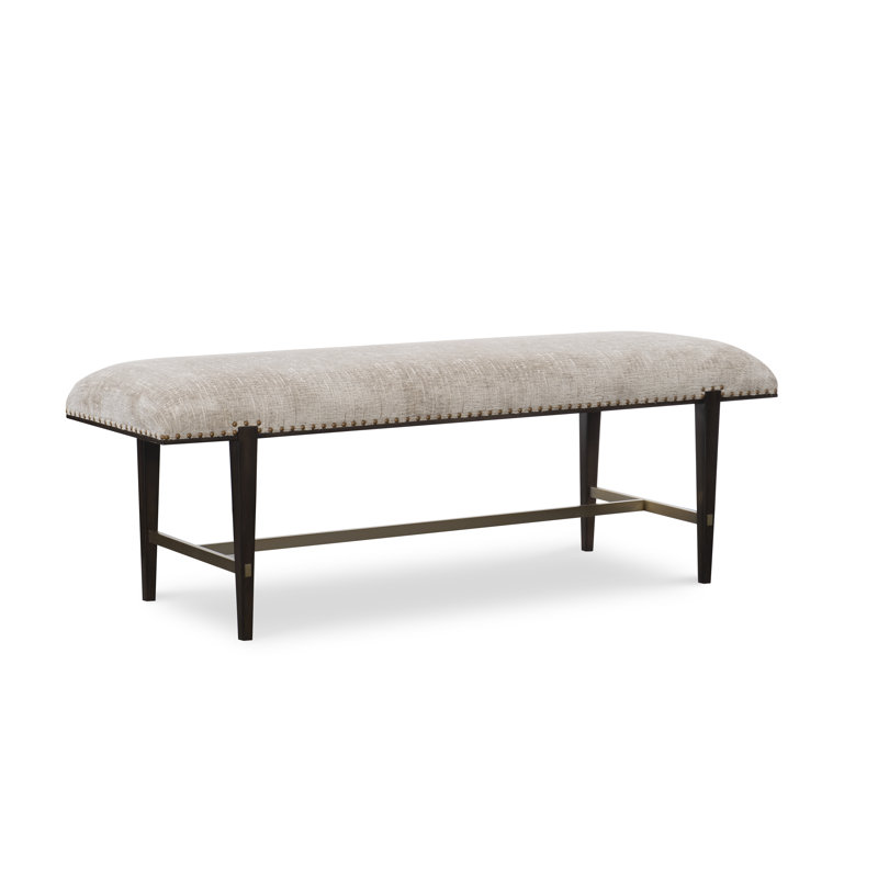 Lyric Upholstered Bench with Satin Brass Finish