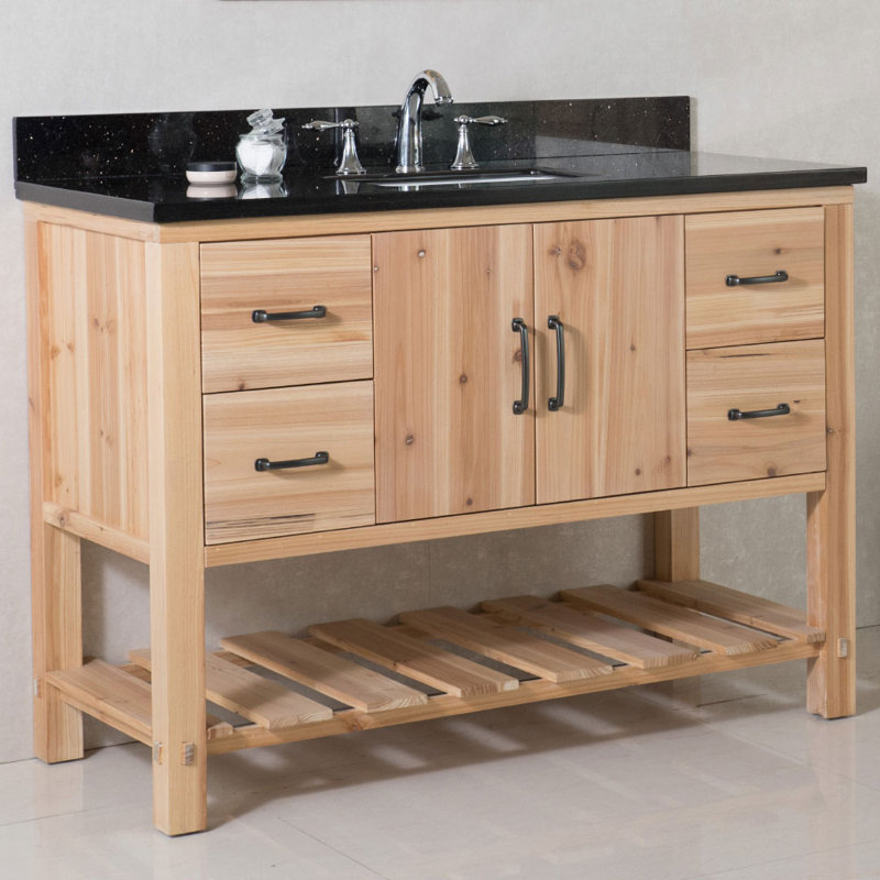 Genoa 48'' Single Bathroom Vanity with Top, Black