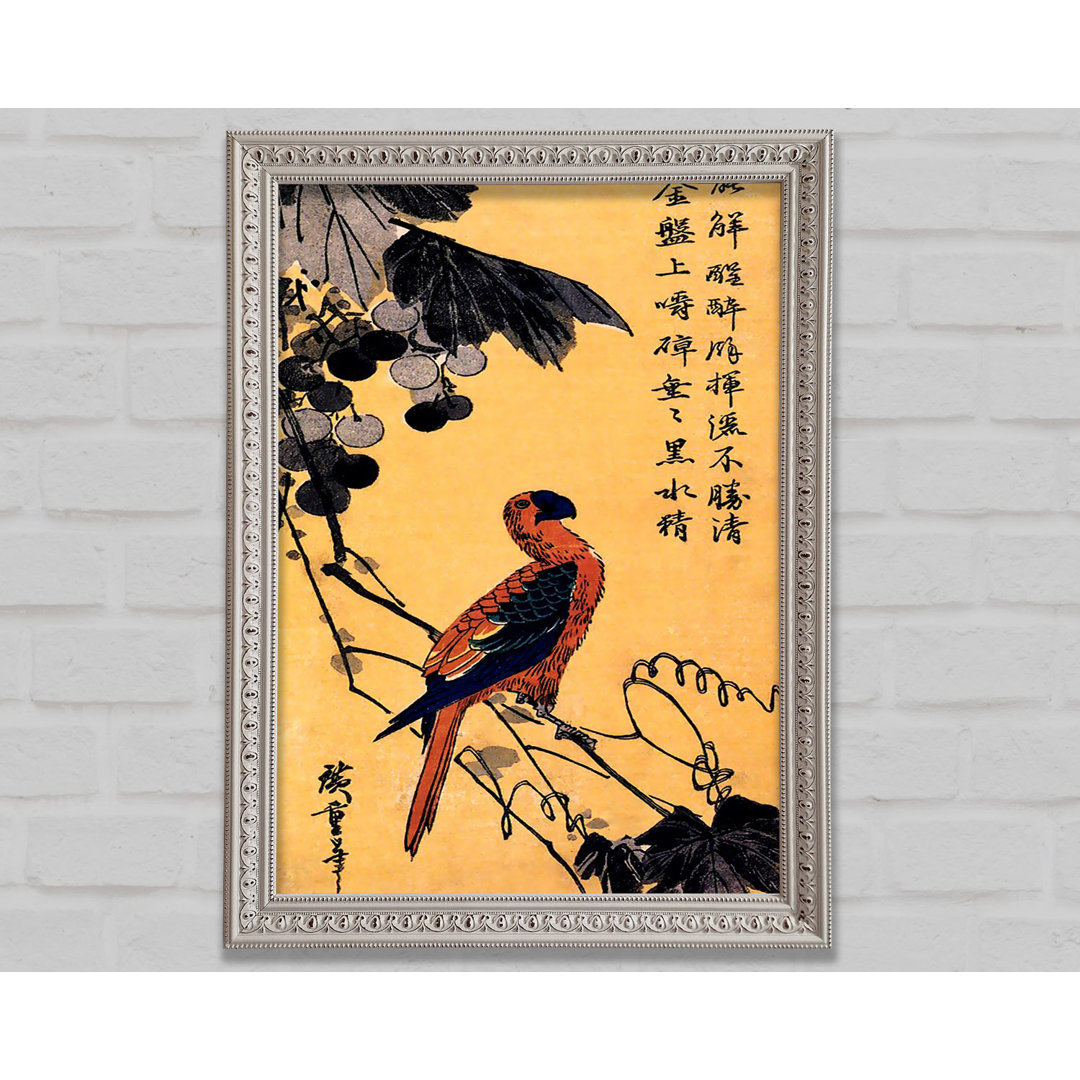 Hiroshige Ara auf einer Rebe - Druck