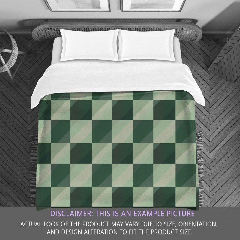 Machine Printed Comforter, King Comforter, Green/Gray Checkered