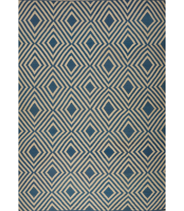 Geometric Area Rug in Blue/Beige