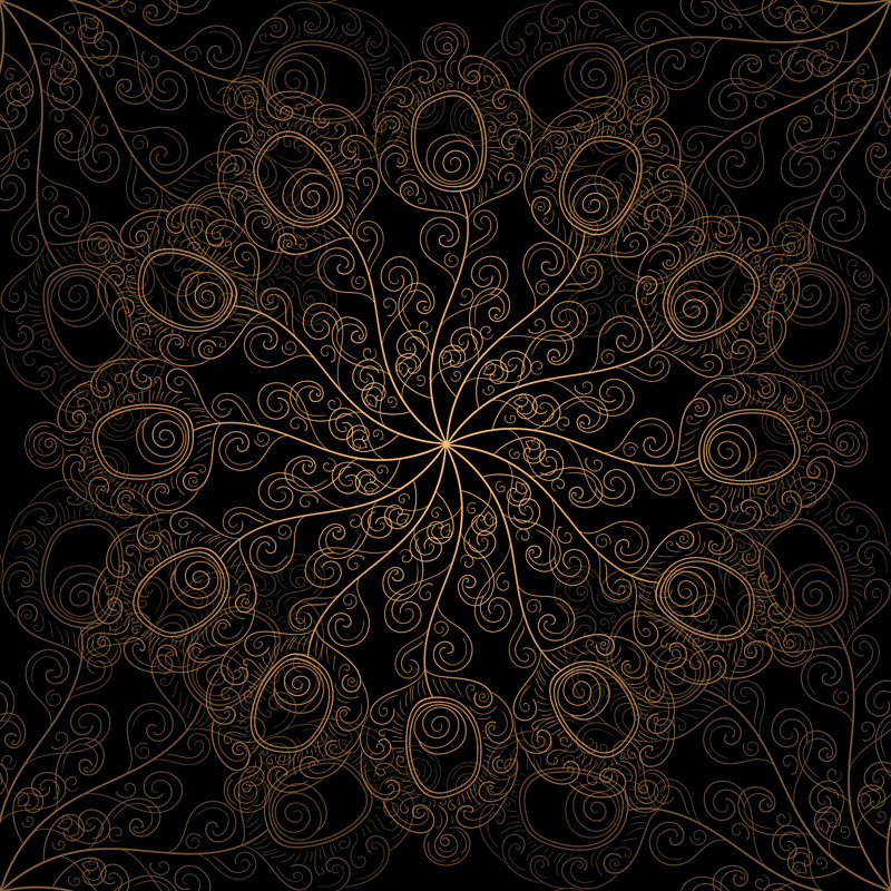 Saboun Gold Black Peacock Feather Pattern Design by Irinelle - Wrapped Canvas Print, 30cm H x 30cm W x 3.8cm D