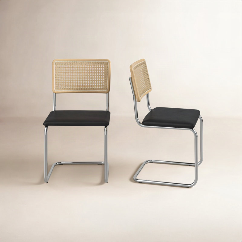 Chaise en cuir Walsh, Cuir vegan noir minuit