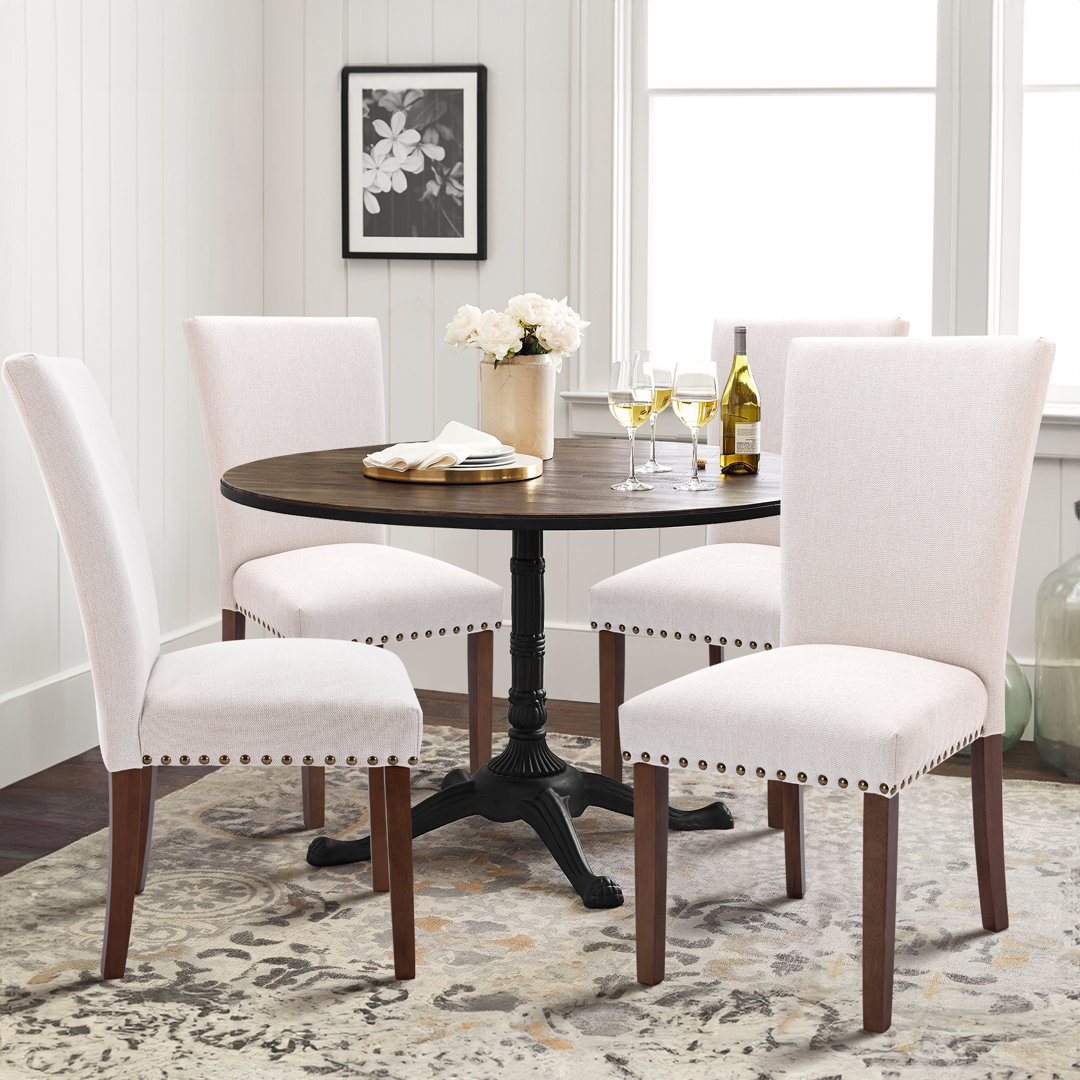 Nailhead Trim Fabric Upholstered Side Chair Wood Dining Chair (Set of 4) (Set of 4) Lark Manor™ Upholstery 