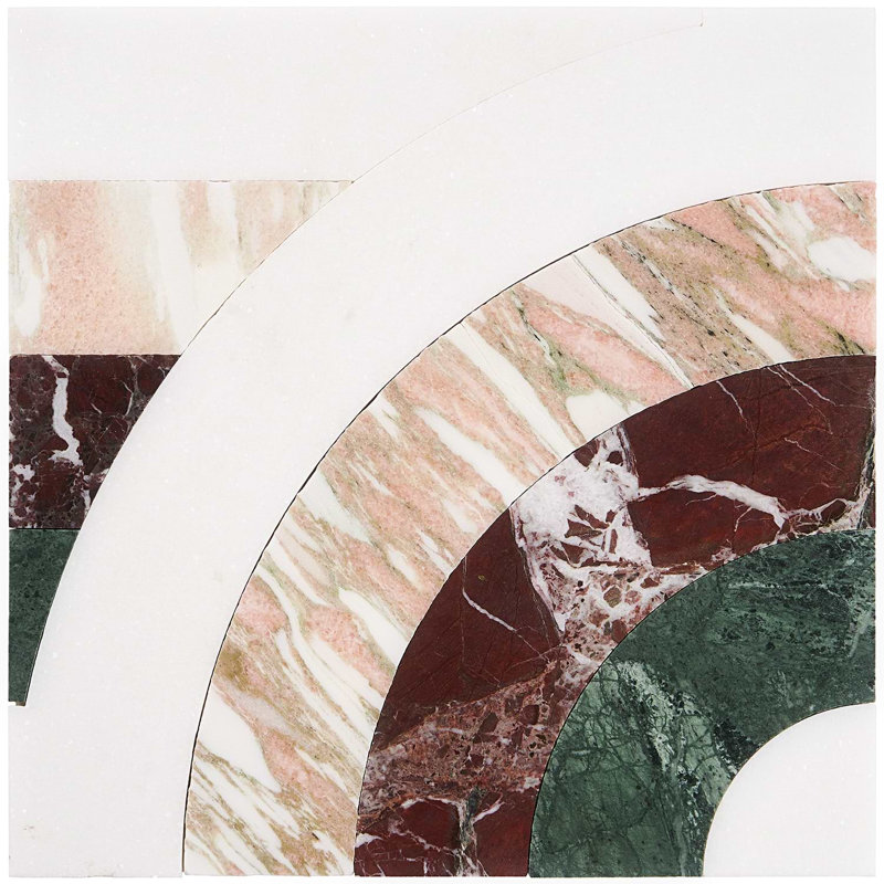 Arc 12X12 Polished Marble Mosaic, Horizontal Passion