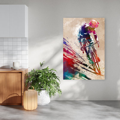 «Dynamic Cyclist Splash», art abstrait coloré et vibrant