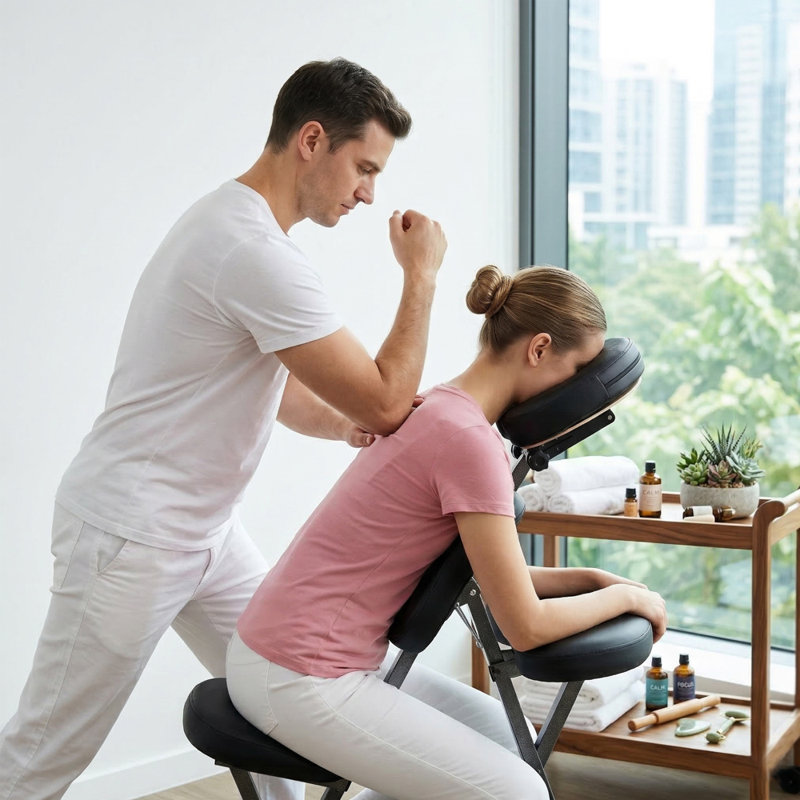 Fauteuil de massage pliable portatif avec berceau réglable