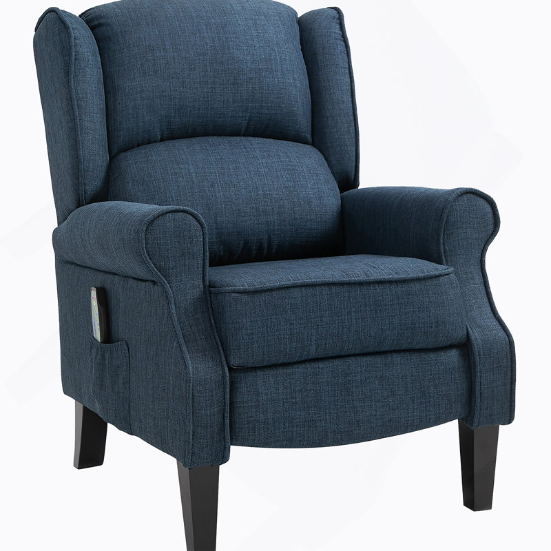 Canapé de massage inclinable avec fonction chauffante, télécommande, bleu, Bleu