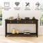  Table basse 60 po, console d'entrée moderne avec 4 tiroirs et tablette de rangement, noir