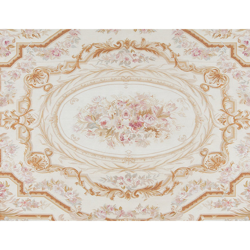 Tapis beige et brun noué à la main de haute qualité