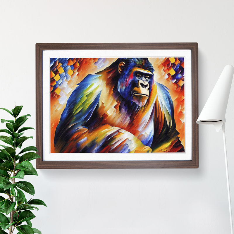 Gorilla Vol.1 Abstract 1 Piece Single Picture Frame Wall Art, 34cm H x 46cm W x 2cm D, Walnut Framed