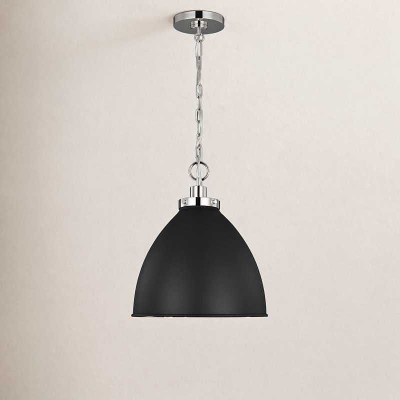 Wellfleet 1 - Light Pendant, Midnight Black, Polished Nickel, 13.5" H x 15.625" W x 15.625" D