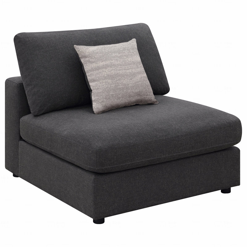 Chaise sans accoudoirs rembourrée gris anthracite avec coussins amovibles