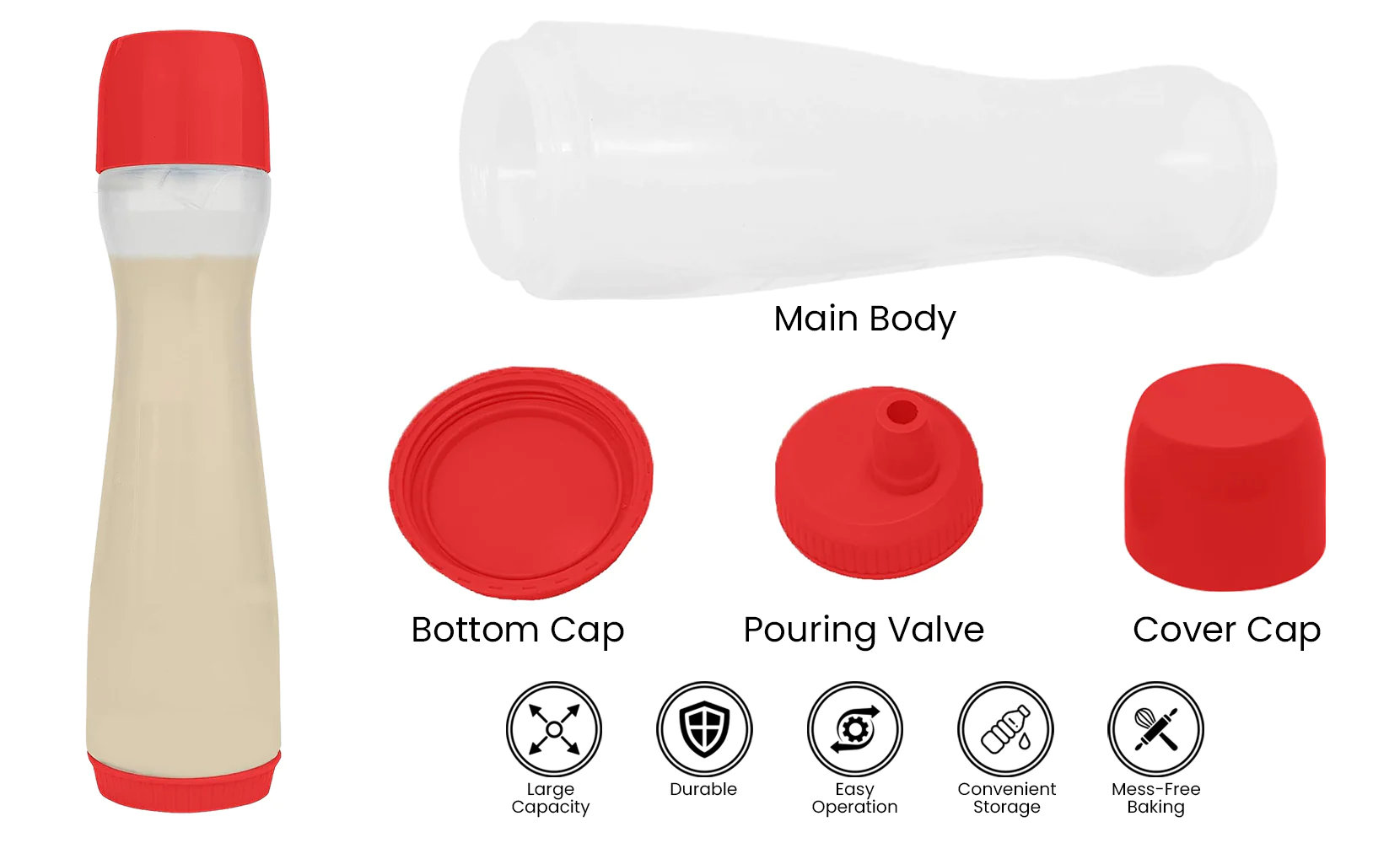 Prep & Savour Easy Squeeze Pancake, Waffles, Crepes Batter Condiment
