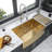 Gold-Toned Farmhouse Apron Sink - Premium Stainless Steel
