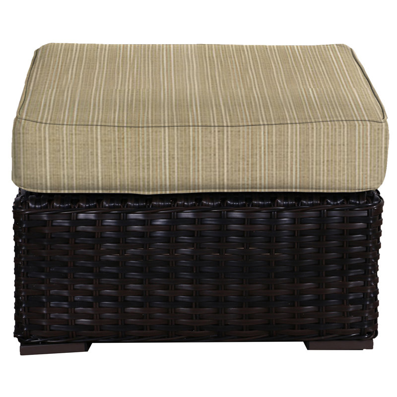 Repose-pieds d'extérieur avec coussin Sireci, Bambou Dupione