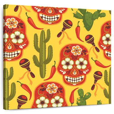 Lelend calavera et motif de cactus