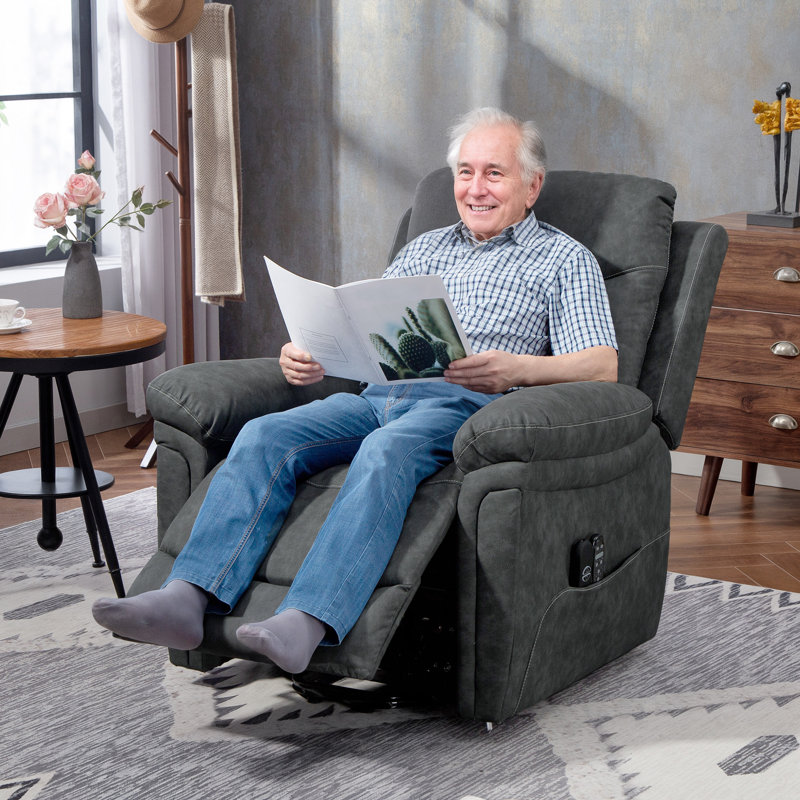 96cm Wide Lift Assist Standard Recliner with Massager, Grey