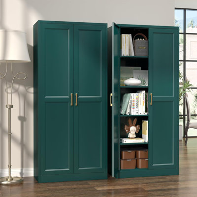 Green Kitchen Pantry Cabinet, 70.8 Inch Tall Storage Cabinet with Doors and Shelves, Pantry Cabinets for Living Room,Bedroom And Dining Room, 15.8"D x 31.5"W x 70.8"H 