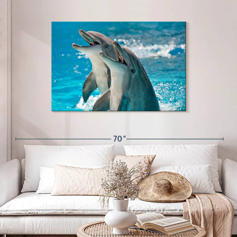 Excited Dolphins, 30" H x 45" W
