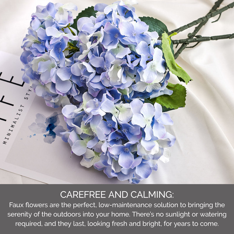 Éléments, fleurs d'hortensia artificielles, ensemble de 3, 18 po, Blue