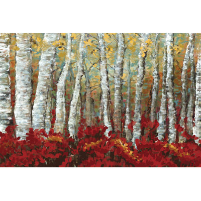 Golden Red Birches - Wrapped Canvas Print