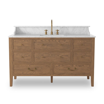 Elliston Single Wide Vanity-Carrara Marble
