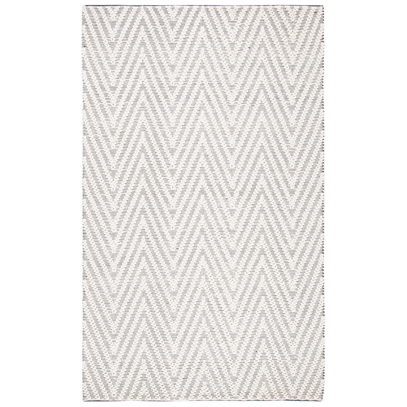Tapis noir / ivoire en laine / coton à tissage plat Meudon Natura, Rectangle 3 pi x 5 pi