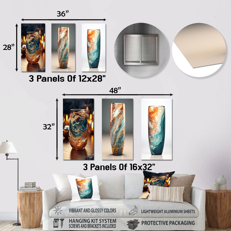 Howard - Ensemble de 3 décorations murales en métal Drinkware, H 28 po x l 36 po