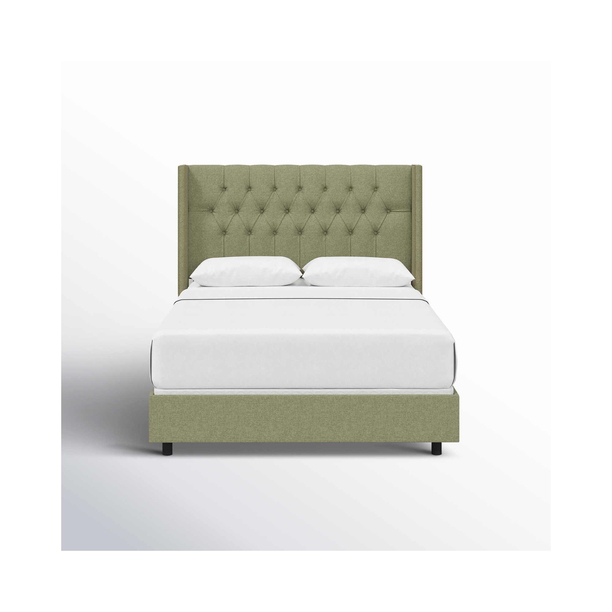 Breckin Upholstered Wingback Bed, Zuma Laurel Textured Linen, Twin