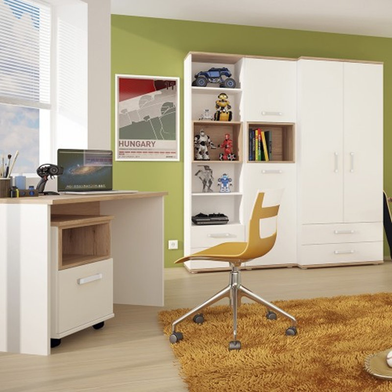 Lica 2 Door Solid Wood Wardrobe, Opalino