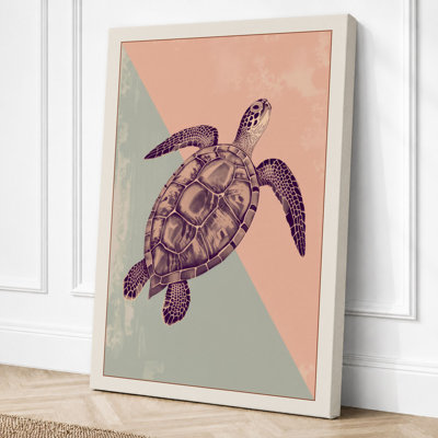 Turtle in Open Water Minimalist - Wrapped Canvas