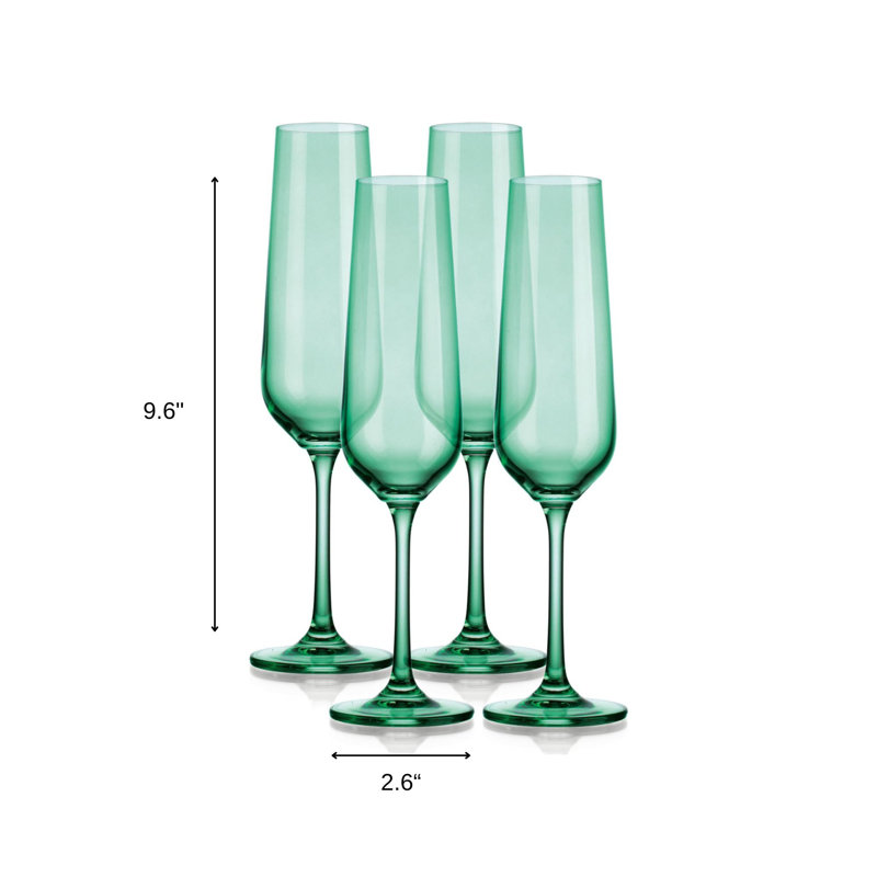 Ensemble de quatre flûtes à ressorts en cristal vert