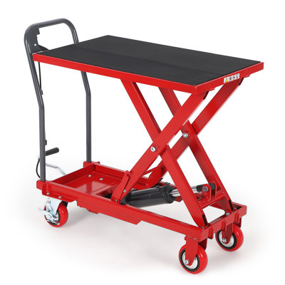 Single‑Scissor Hydraulic Lift Table Cart,  Max Lift Height, 4 Swivel PU Wheels with Brakes, Non‑Slip Pad, for Warehouse Material Handling
