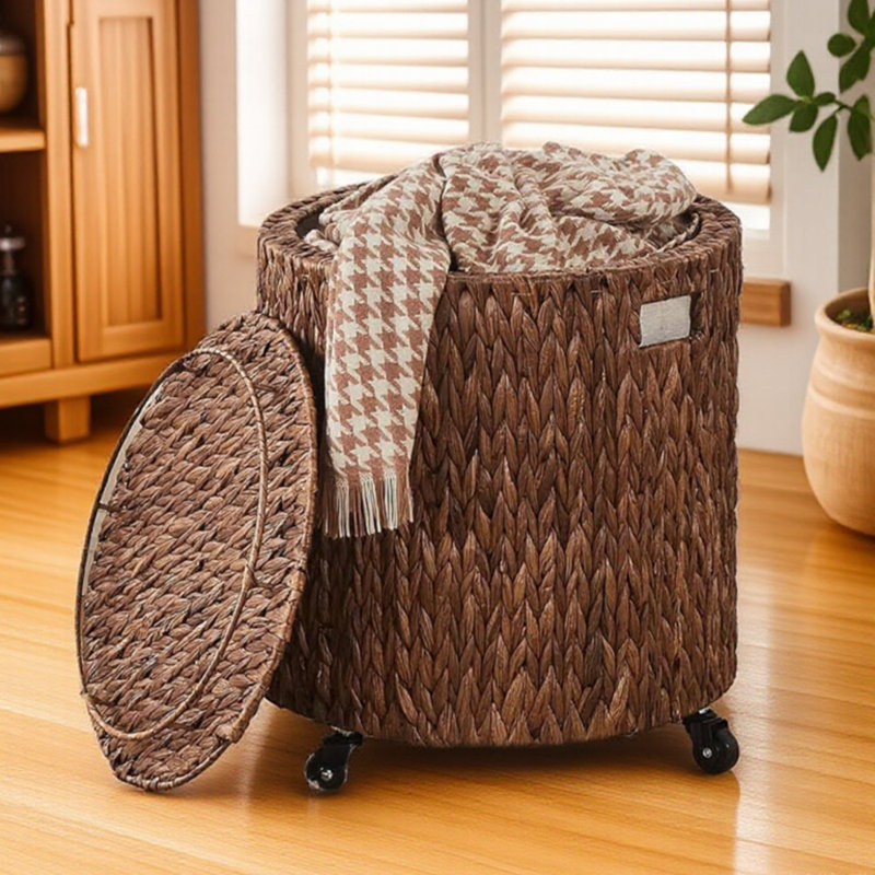 Rolling Laundry Hamper, Brown