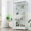 Vitrine moderne en verre avec lumières DEL, 2 grands tiroirs et 4 tablettes pour un rangement et une présentation élégants-1469304090