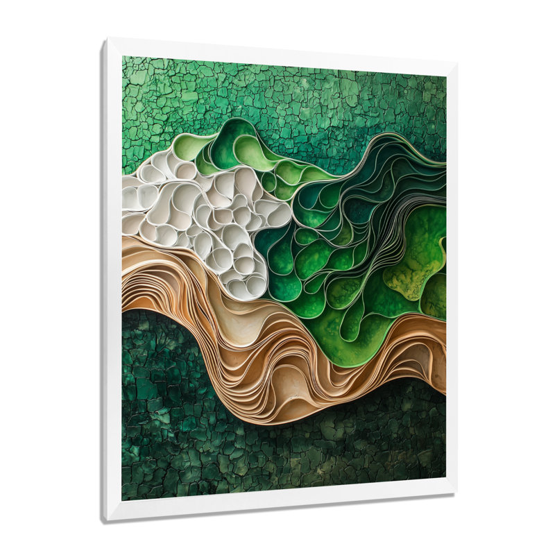 Omolade - Abstract Wall Decor, 44" H x 34" W, Picture Framed, White