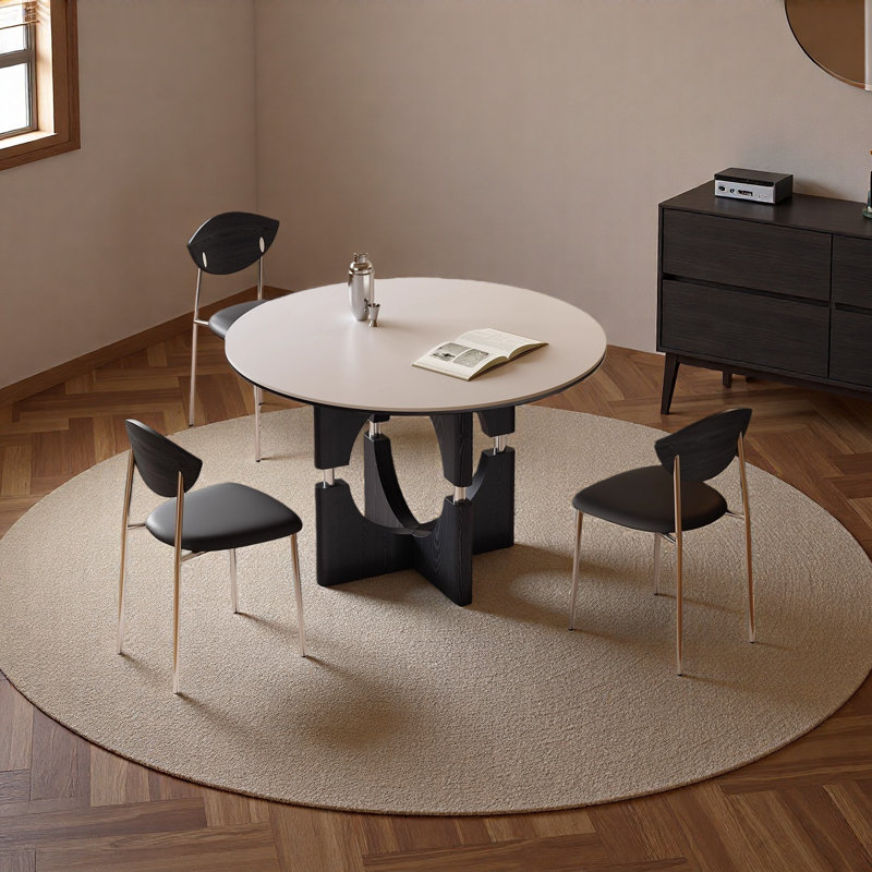 Table de salle à manger ronde, H 29,5 po x l 43,3 po x P 43,3 po