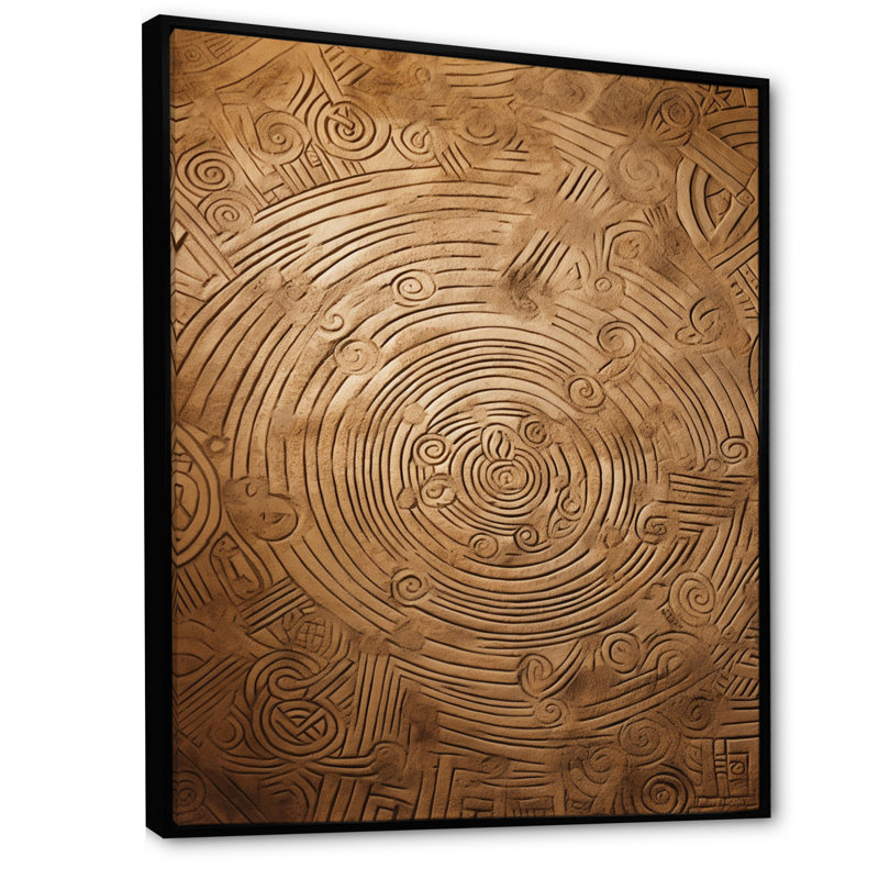Gwyndaf Gold Maze sur impression sur toile, H 20 po x l 12 po x P 1 po, Cadre flottant noir