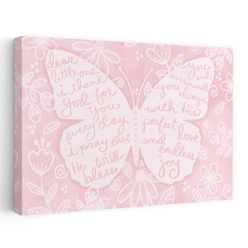 «Dear Little One», art floral contemporain en forme de papillon rose, H 16 po x l 24 po