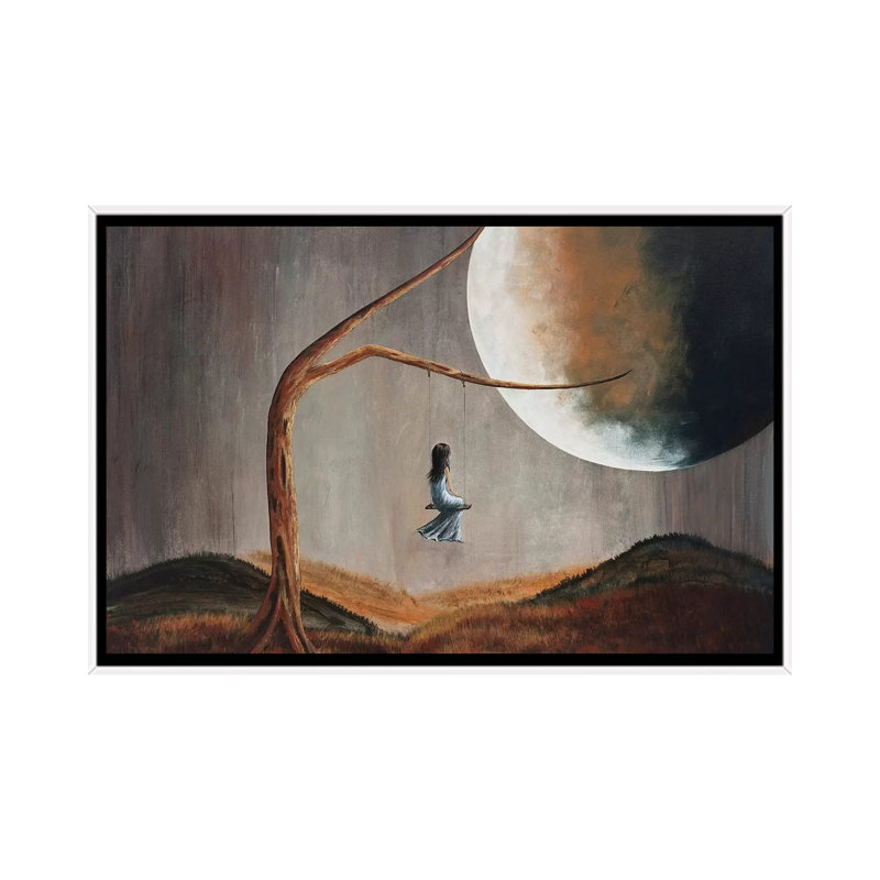 She Feels Memories by Moonlight Art Parlour - Painting on Canvas, White Framed, 66.04 cm H x 45.72 cm W