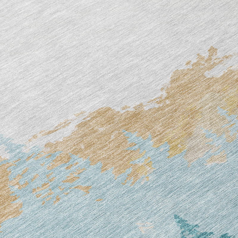 Machine Washable Indoor/Outdoor Chantille ACN2861 Lodge Rug, Teal, 3' x 5'