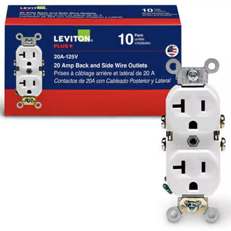 Leviton 20 Amp 125 Volt Duplex Watthite Outlet 5-20R 10 Pack