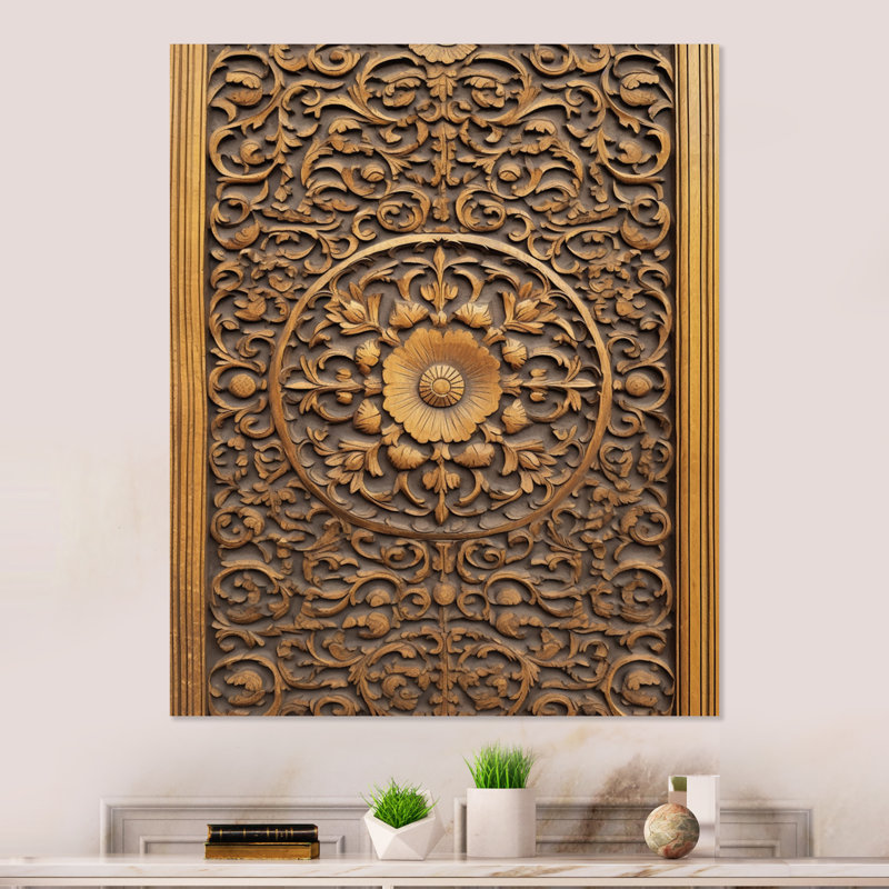Vieille porte en bois sculpté, art mural en métal, H 20 po x l 12 po x P 1 po