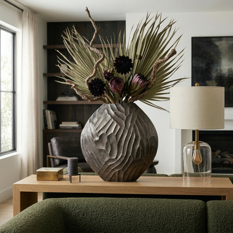 Vase Phillippi, Argent, H 21 po x l 22 po x P 6 po