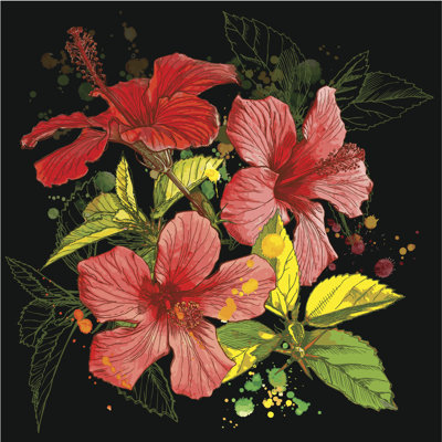 Aary Hibiscus Flower 1 Piece Wrapped Canvas Painting