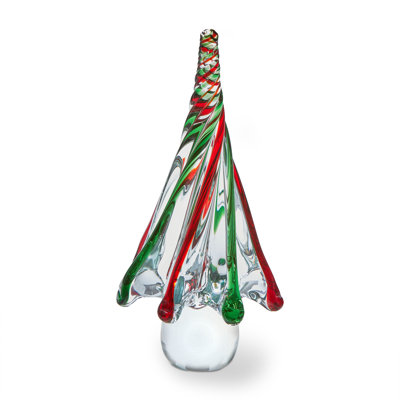 Swirled Glass Tree Decor Red Christmas