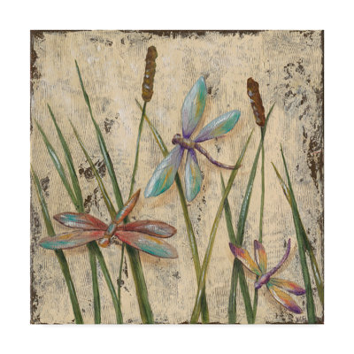 Wrapped Canvas Wall Art - Jade Reynolds 'Dancing Dragonflies I' Wall Art for Living Room, Bedroom, or Office Décor - 35x35